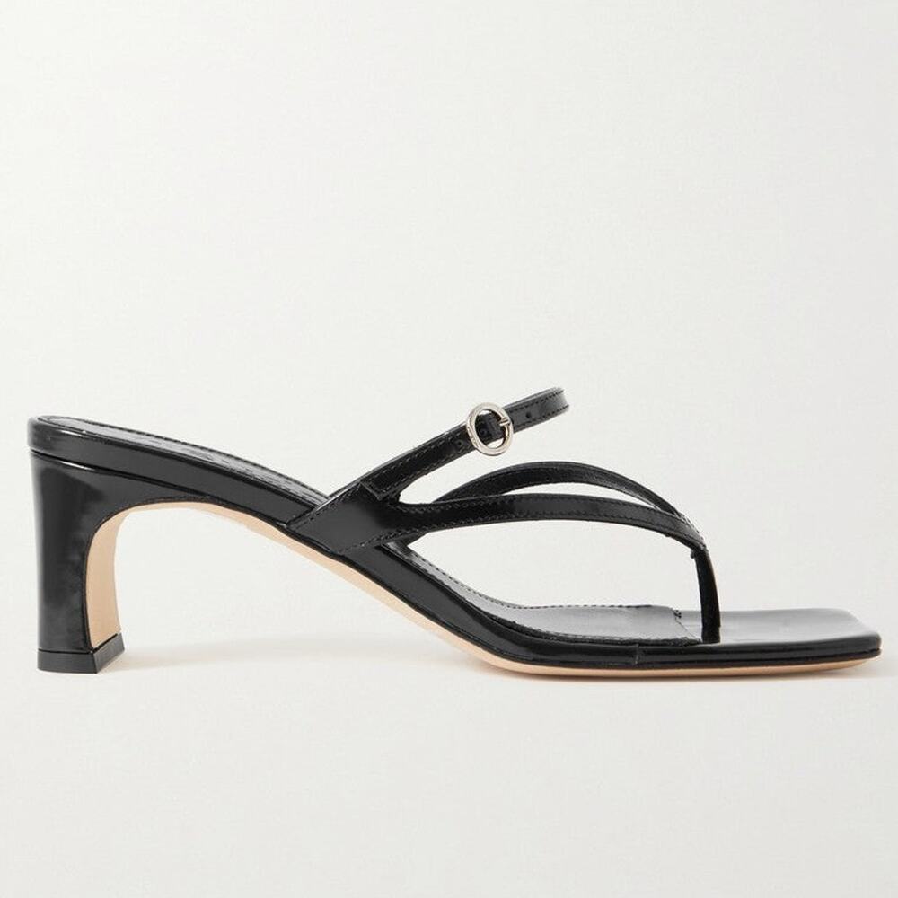 Aeyde Giselle Glossed-Leather Sandals Black - It 38/Us 8